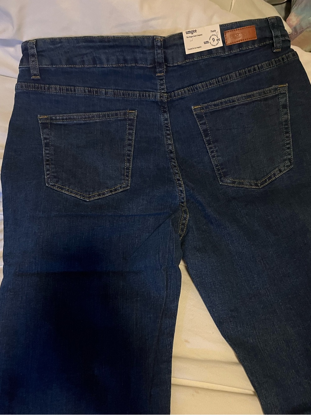 Umgee Size 9 Leopard-Print Straight Leg Jeans - Blue and Black and Brown - Picture 5 of 9